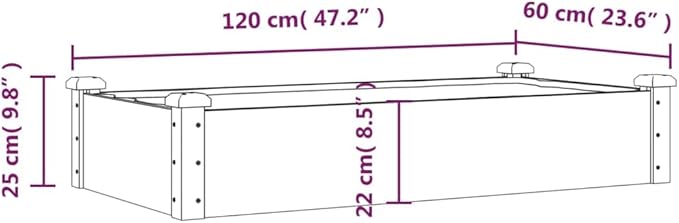 Garden Raised Bed Solid Fir Wood Planter Outdoor Vegetable Box for Herbs Flowers Plants and Gardening at 47.2x23.6x9.8