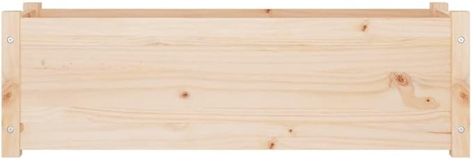 Garden Planter Set of 2 Natural Solid Pinewood Large Durable Rectangular Raised Garden Bed Planters for Outdoor Plants Untreated Finish 39.4x39.4x12.2 in