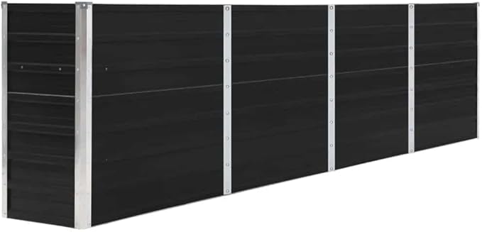 Large Galvanized Steel Raised Garden Bed for Herbs Vegetables Flowers - Outdoor Metal Planter Box for Gardening Planting - 126x15.7x30.3 Anthracite