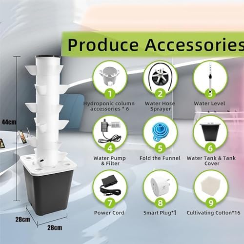 Indoor Hydroponic Growing System for Herbs &amp Vegetables - Aeroponic Tower Pump Timer Net Pots - Complete Kit for Home Gardening &amp Easy Plant Growth