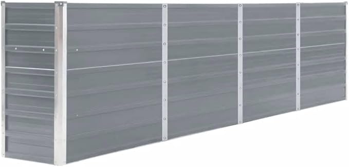 Large Rectangular Raised Garden Bed Grey Galvanized Steel Planter Box 126x15.7x30.3 inch Durable Outdoor Planters for Vegetables Flowers