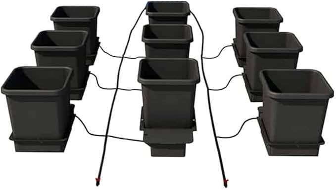 AutoPot 9 Pot System (3.9 Gallon Plastic Pots) (*Includes AIRBASES &amp AIRDOMES) Self-Watering Gravity-Fed Hydroponic System (9Pot - 3.9 Gallon - No Tank)
