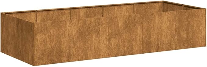 Large Rectangular Raised Planter Bed Weathering Steel Rustic Finish Outdoor Garden Planter Box 31.5 x 78.7 x 15.7 Inches Brown for Vegetable Flower Gardens Patio