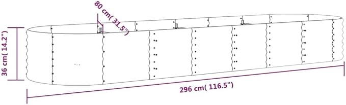 Metal Raised Bed Garden Bed Kit Powder-Coated Steel Planter Raised Garden Boxes Outdoor Metal Raised Garden Beds for Flowers Vegetables Herbs 116.5x31.5x14.2 Gray-238