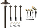 EDISHINE 4 Pack Solid Brass Tall Low Voltage Pathway Lights &amp 4 Pack Outdoor Landscape Spotlights
