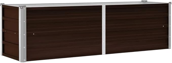 Raised Garden Bed Brown Galvanized Steel 63x15.7x17.7 inch Rectangular Outdoor Planter Box for Vegetables Herbs Flowers Durable Garden Beds