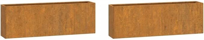Corten Steel Wall Planter 2 Pack Raised Garden Bed for Outdoor Gardens Patios and Balconies Rusty Finish Dimensions 20.9x3.9x6.7 Durable Weather-Resistant Metal Planter Box
