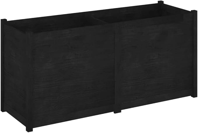 Wooden Garden Planter Box Raised Garden Bed Indoor Outdoor Planter Outdoor Wood Raised Garden Bed for Vegetables Flowers Herbs Black 59.1x19.7x27.6 Solid Wood Pine-213