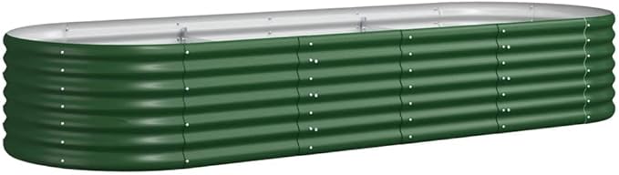 Large Green Raised Garden Bed for Outdoor Planting Powder Coated Steel Elevated Planter Box for Vegetables Herbs Flowers on Patio Balcony Yard