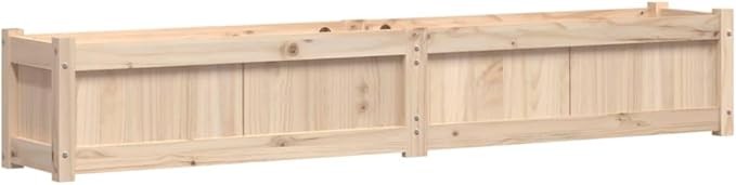 Garden Planter Set of 2 Solid Pine Wood Large 70.9x70.9x12.2 inch Untreated Finish Rectangular Raised Garden Bed for Outdoor Plants Balcony Patio