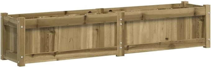 Rustic Pine Wood Garden Planter Treated Outdoor Raised Garden Bed 59.1 in Wide Rectangular Planter Box for Patio Balcony Herbs Flowers
