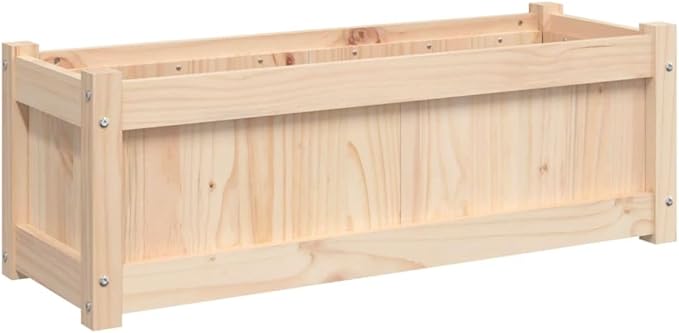 Large 35.4x35.4x12.2 Raised Garden Bed Solid Pine Raised Planter Box Rustic Brown Patio Planter for Outdoor Vegetable Flower &amp Herb Gardening