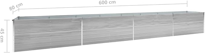 Garden Raised Bed Galvanized Steel 236.2x31.5x17.7 Gray