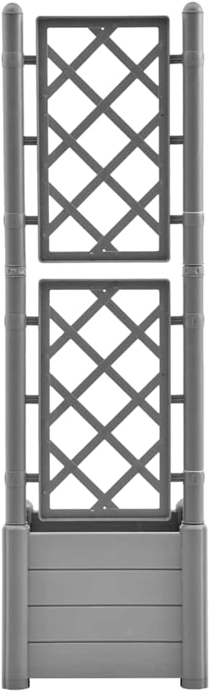 Garden Planter with Trellis Raised Flower Bed Garden beds Outdoor Garden Raised Beds Planter Boxes Suitable for Courtyard Nursery Orchard Corridor 16.9x16.9x55.9 PP Stone Gray