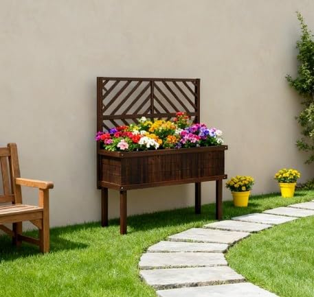 Raised Garden BedElevated Wood Planter with for Climbing Plantswith Legs and Drainage Holes