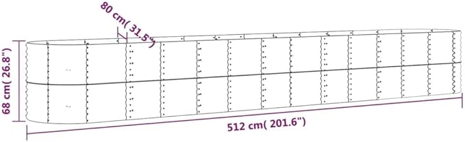Oval Gray Steel Raised Garden Bed 201.6x201.6x26.8 in Outdoor Planter Box for Patio Balcony Yard for Vegetables &amp Flowers