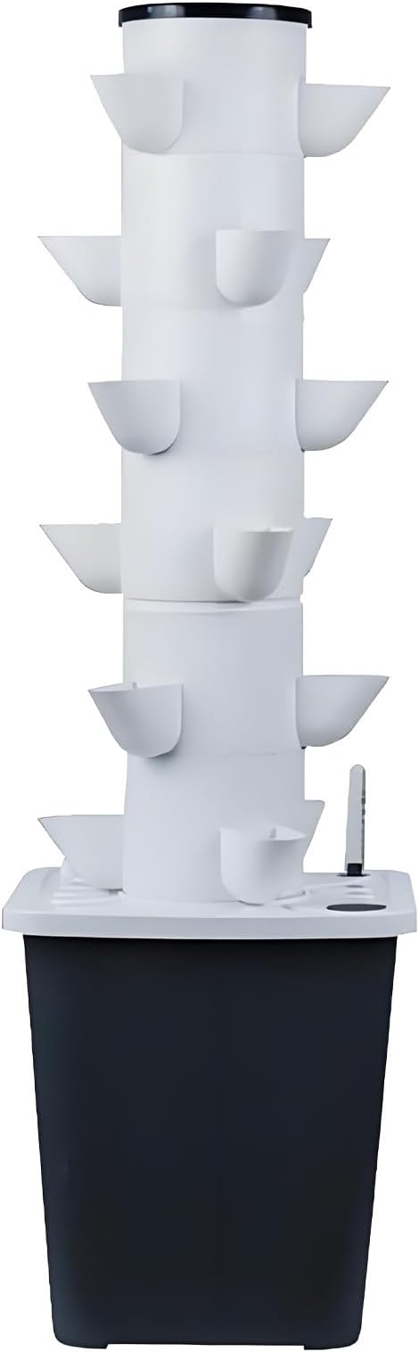 Hydroponic Tower Indoor/Outdoor Hydroponic System Garden Hydroponic System 10-L Water Tank 6 Layers 30 Plants Soilless Cultivation Suitable for Herbs and Fruits 6layers18holes