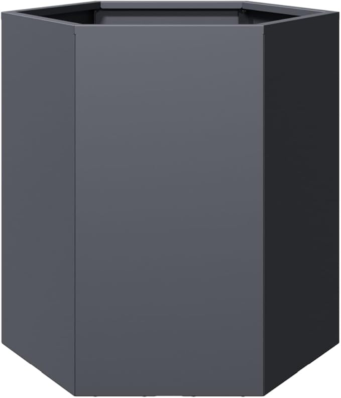 Anthracite Steel Hexagonal Garden Planter Set of 2 Large Outdoor Raised Garden Bed for Flowers &amp Vegetables 15.7x18.1x17.7in Durable Metal Planter Box