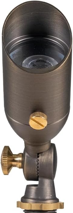 VOLT 12V Brass Mini Outdoor Spotlight (Bronze) with 2W 2700K Warm White 175 Lumen MR8 LED Bulb for Low Voltage Landscape Lighting of Yard Lawn Garden Patio Trees &amp House