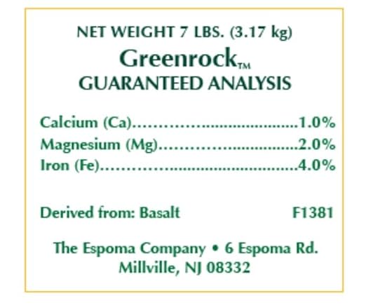 Espoma Organic Greenrock All-Natural Mineral Supplement and Fertilizer for Organic Gardening. for Flowers Vegetables Trees &amp Shrubs. 7 lb. Bag Pack of 1