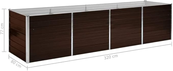 Galvanized Steel Raised Garden Bed Large Heavy Duty Landscape Retaining Welded Brown Metal Steel Planter for Patio (320x320x77cm)