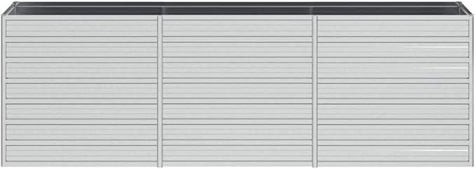 Silver Galvanized Steel Raised Garden Bed 94.5x15.7x30.3 Inch Rectangular Planter Box for Outdoor Vegetables Herbs Flowers Durable Metal Garden Bed