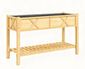 Elevated Wood Planter Box with Storage Shelf &amp Liner Raised Garden Bed with Drainage Holes Complete Gardening Solution for Patio Deck &amp Backyard (Natural)