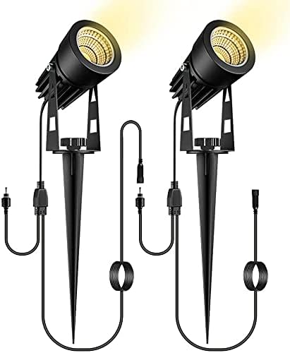 ALOVECO 12V Waterproof LED Landscape Lights with Adapter + 2 Pack Daisy Chain Lamps for Patio Deck Yard Garden Driveway