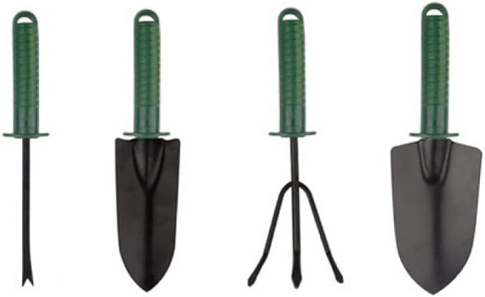 tooloflife 4 Pieces Garden Tool Set Including Rake Tip Shovel Round Shovel Seedling Device Planting Flower Shoveling Soil Gifts for Women Men
