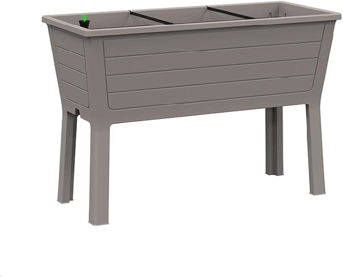 EFU Raised Raised Garden Bed Set of 2Resin Planter Waterproof Weather-Resistant Outdoor for Flowers Vegetables Herbs in Backyard (1 Light Brown)