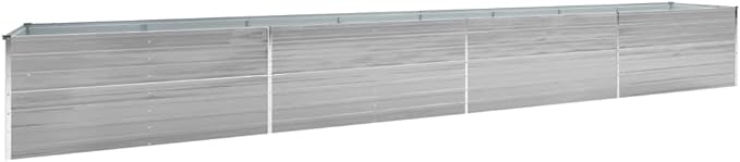 Garden Raised Bed Galvanized Steel 236.2x31.5x17.7 Gray