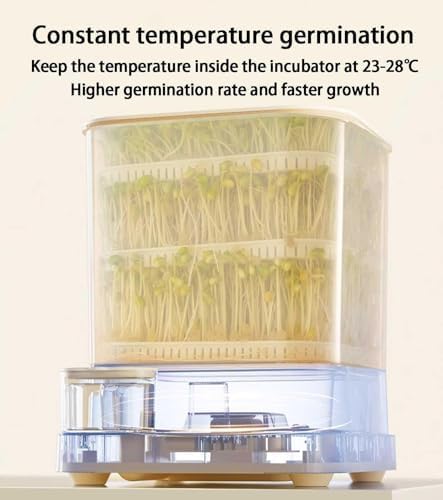Automatic Bean Growing Machine 3 Layers Home Smart Bean Sprout Machine with LED Display Time and 1.5L Water Tank 360° Automatic Spray SPR