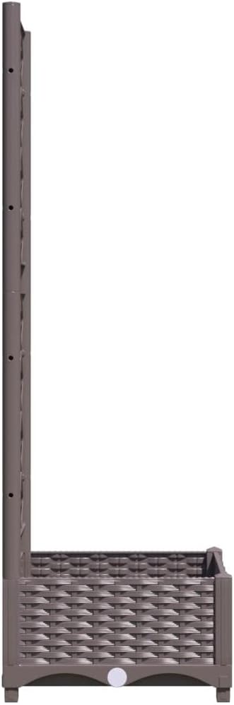 Plastic Garden Planter with Trellis Outdoor Raised Garden Bed Free-Standing Trellis Planter Box for Vine Climbing Plants Flowers Brown 15.7x15.7x47.8 PP-722