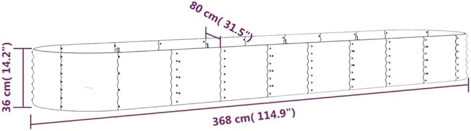 SKM Garden Raised Bed Powder-Coated Steel 144.9x31.5x14.2 Gray (11.88 KG/26.136 LBS)