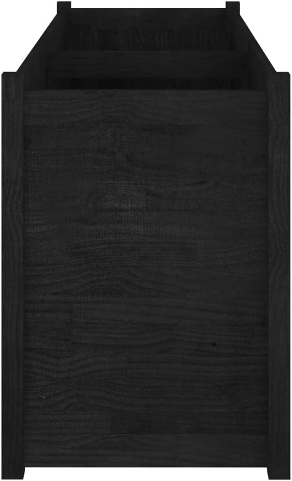 Large Rectangular Garden Planter Solid Pinewood Matte Black Finish Durable Outdoor Raised Garden Bed for Flowers Herbs Vegetables
