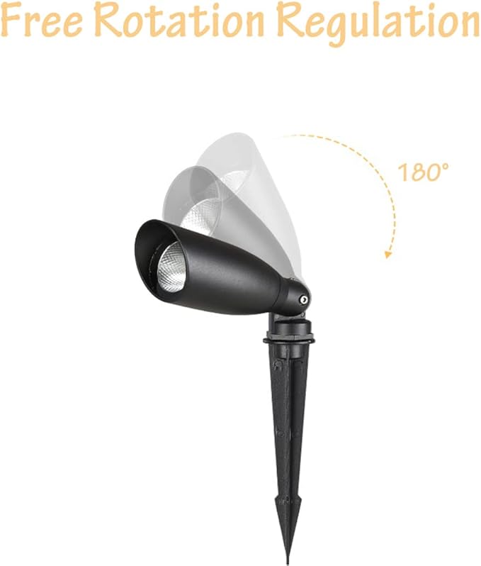 Kiven IP66 Waterproof Landscape Clamp Light COB Decorative Spotlight with Plug-in Cord and Timer for Indoor Outdoor House Park Yard Garden Step Statue Lawn Light (10W Cool White)