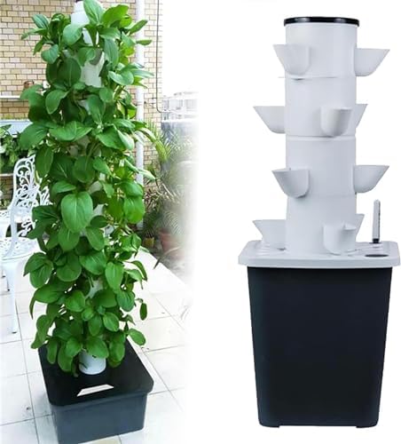 Hydroponics Growing System 30 Pods Hydroponics Tower Hydroponic Growing Sys Aeroponics Growing Kit for Fruits and Vegetables with Hydrating Pump Adapter Net Pots Timer for