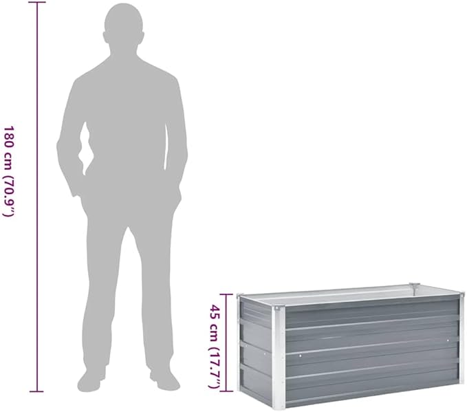 Raised Garden Bed Gray Galvanized Steel Planter Box 39.4x15.7x17.7 Inch Rectangular Outdoor Raised Bed for Vegetables Flowers Herbs Patio Garden Clearance Deals