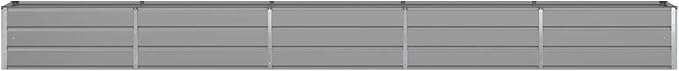 Outdoor Metal Raised Garden Bed Steel Planter Box for Gardening Vegetables Fruits Flowers Easy Assembly 188.98 x 19.69 x 17.72 in Light Gray-816