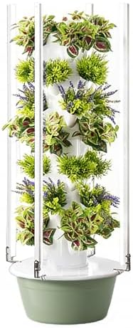 Hydroponics Growing System Tower - 5/7/9 Layer Indoor/Outdoor Veal Planter with 4 LED Grow Lights for Fruits &amp Vegetables Efficient Hydroponic Gardening Solution