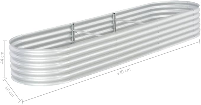 SKM Garden Raised Bed Garden Raised Bed 126x31.5x17.3 Galvanised Steel Silver