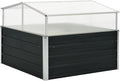 Galvanized Steel Garden Raised Bed with Greenhouse Outdoor Galvanized Metal Planter Box Outdoor Gardening Planting Box for Flowers and Plants Anthracite 39.4x39.4x30.3-58
