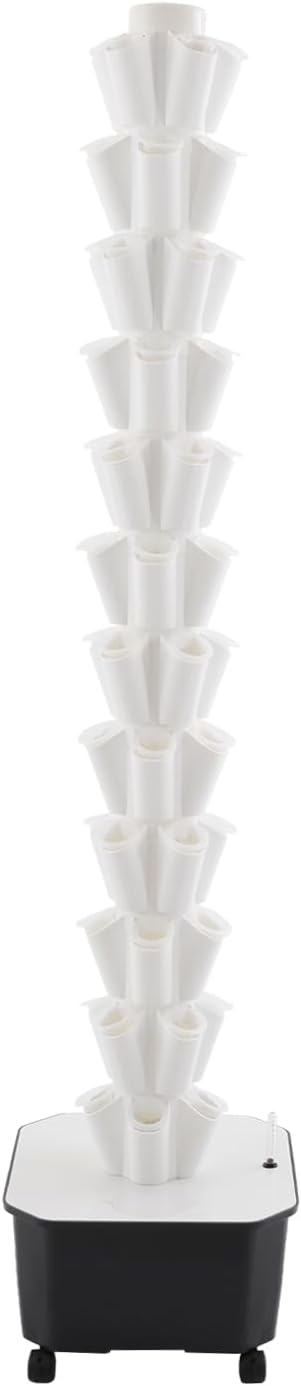Hydroponic Grow Tower 12-Tier Vertical Hydroponic Gardening Kit with 60 Planting Sites Automatic Circulating Water System Indoor &amp Outdoor Hydroponic Growing Tower for Vegetables Fruits &amp