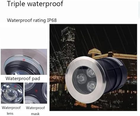 Outdoor LED Buried Lights IP68 Waterproof Landscape Lamp 12V Low Voltage Recessed Pond Spotlights Mini 3W Underwater Lighting with 30° Beam Angle (Blue 75mm)