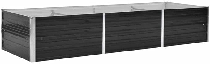 Raised Garden Bed Galvanized Steel 94.5 x 31.5 x 17.7 Anthracite Outdoor Raised Planter Box Large Garden Raised Bed for Flowers Vegetables Herbs and Patio Planters