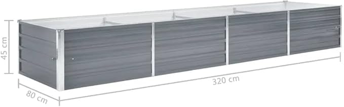 Outdoor Garden Raised Bed Galvanized Steel Metal Outdoor Garden Raised Planter Box for Flowers Vegetables Fruits Herbs Gray 126x31.5x17.7