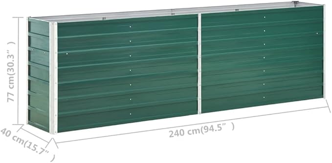 SKM Garden Raised Bed Garden Raised Bed Galvanized Steel 94.5x15.7x30.3 Green