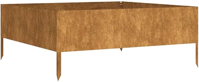YAFF Garden Raised Bed Rusty Corten Steel Large Durable Weather-Resistant Planter 39.4 x 39.4 x 16.1 in Outdoor Vegetable Herb Flower Planter