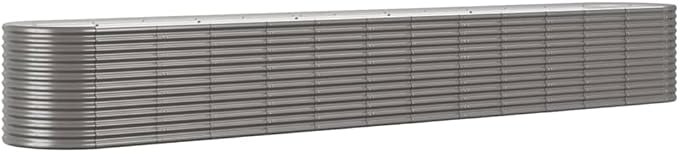 Oval Gray Steel Raised Garden Bed 201.6x201.6x26.8 in Outdoor Planter Box for Patio Balcony Yard for Vegetables &amp Flowers