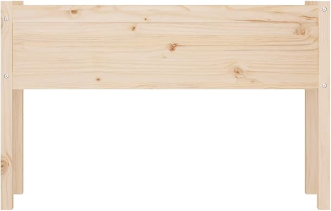 Natural Wood Planter Solid Pinewood Large Rectangular Outdoor Garden Bed 43.3 x 27.6 Inch Raised Planter Box for Patio Balcony Decking